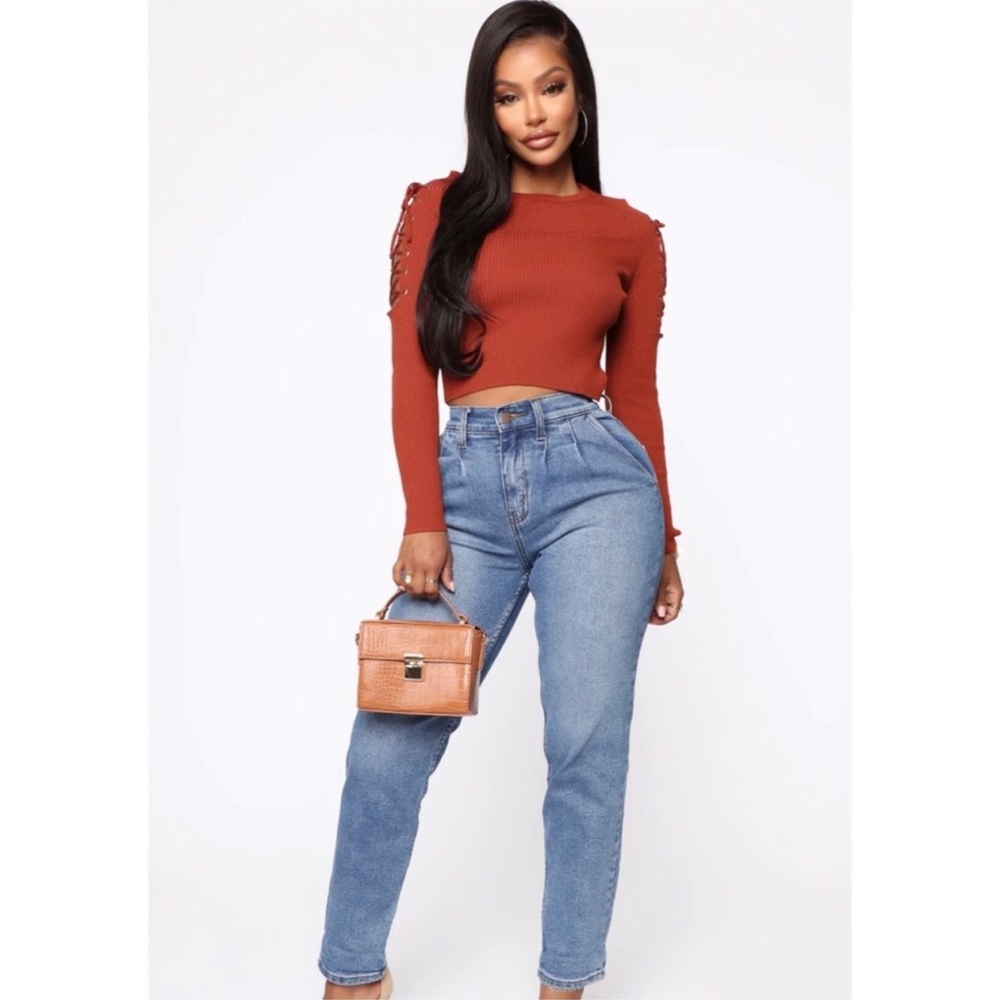 Medium Wash Pleated Jeans